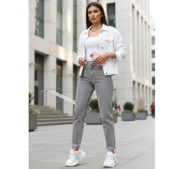 Dámské džíny mom fit s vysokým pasem šedé FashionStreet UY2894