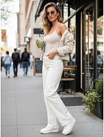 Jeansy damskie wide leg z wysokim stanem białe model 22101983 - FashionStreet