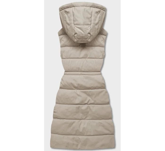 Béžová dámská péřová vesta s kapucí (CAN-860)