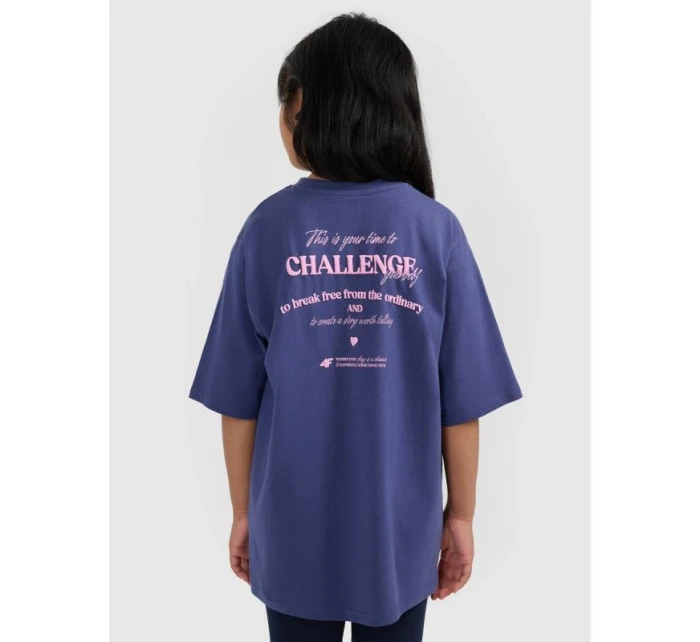 Dívčí tričko oversize s potiskem model 21736454 - 4F Dívčí tričko oversize s potiskem model 21736454 - 4F