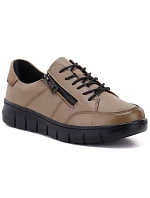 Dámské kožené polobotky na platformě, béžové, model 22343089 - VINCEZA