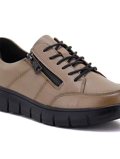 Dámské kožené polobotky na platformě, béžové, model 22343089 - VINCEZA