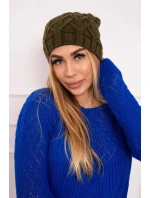 Fleecová čepice Sonia model 18749895 khaki - K-Fashion Fleecová čepice Sonia model 18749895 khaki - K-Fashion
