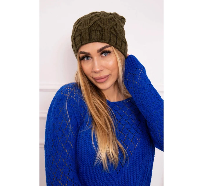 Fleecová čepice Sonia model 18749895 khaki - K-Fashion Fleecová čepice Sonia model 18749895 khaki - K-Fashion