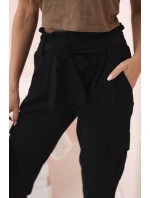 Dámské cargo kalhoty s vysokým pasem černý Dámské cargo kalhoty s vysokým pasem černý