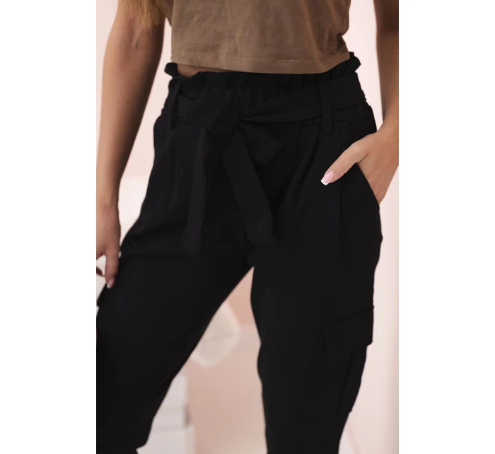 Dámské cargo kalhoty s vysokým pasem černý Dámské cargo kalhoty s vysokým pasem černý