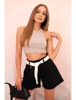Dámské šortky s vysokým pasem a páskem černé Dámské šortky s vysokým pasem a páskem černé