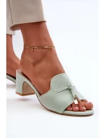 Dámské sandály Z Eko Semišu Na Podpatku Mátové Jemenna Dámské sandály Z Eko Semišu Na Podpatku Mátové Jemenna