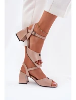 Dámské Sandály Na Podpatku model 21695078 Béžové - VINCEZA