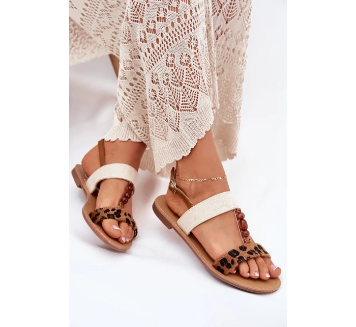 Ploché Dámské Sandály S Leopardí Hnědé model 21702265 - Boto