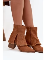 Dámské kotníkové boty na podpatku s otočeným lemem Camel Idalia Dámské kotníkové boty na podpatku s otočeným lemem Camel Idalia