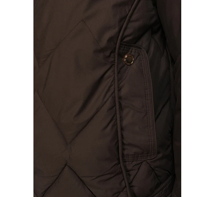 Kurtka damska przejściowa pikowana z kapturem brązowa model 22102043 - FashionStreet