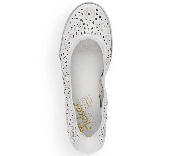 Kožená pohodlná polobotka W model 22033618 bílá - Rieker Kožená pohodlná polobotka W model 22033618 bílá - Rieker