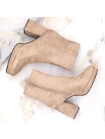 Dámské semišové kozačky na podpatku W JEZ411B béžové - Jezzi Dámské semišové kozačky na podpatku W JEZ411B béžové - Jezzi