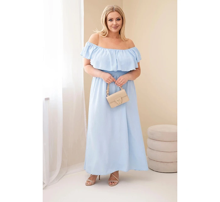 Dámské šaty Plus Size s volánem a elastickým pasem modré