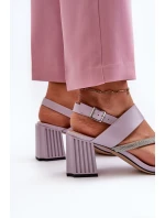 Dámské elegantní sandály na podpatku fialové D&A model 21659773 - S.Barski