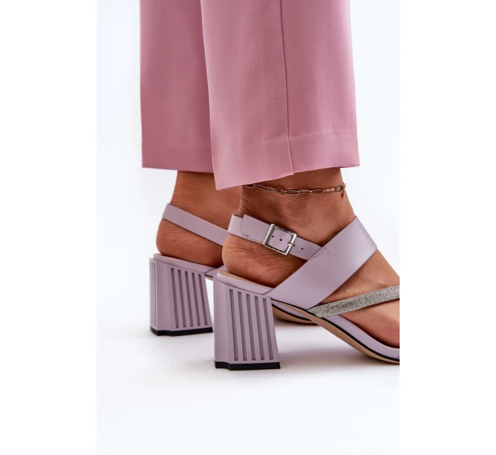 Dámské elegantní sandály na podpatku fialové D&A model 21659773 - S.Barski