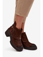 Kozačky z přírodního semiše zateplené model 21744786 čokoládové - Zazoo