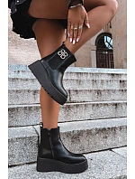 Zateplené Chelsea Boty Na Platformě S Ozdobným Detalem Černé model 22386787 - Boto Zateplené Chelsea Boty Na Platformě S Ozdobným Detalem Černé model 22386787 - Boto