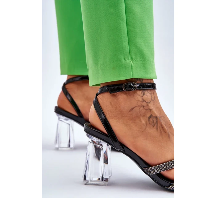 Kožené Sandály Na Průhledné Bar černé Randy Kožené Sandály Na Průhledné Bar černé Randy