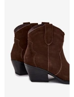 Dámské kovbojské kotníkové boty z přírodní velurové kůže Beretta – čokoládové