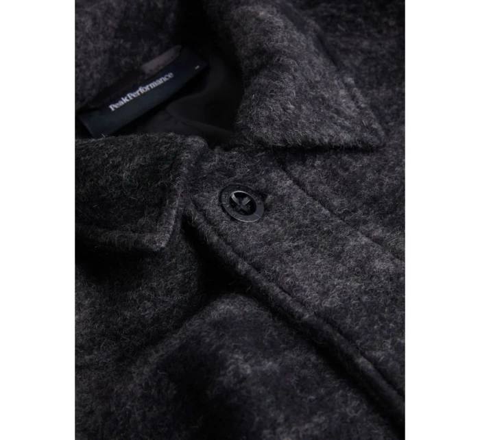 Pánská vlněná teplá košile / styl kabátek G77965060-149 Černý s tmavě šedou - Peak