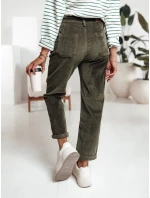 Dámské manšestrové kalhoty tmavě zelené FashionStreet UY2231