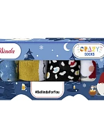 Dárková krabička zábavných crazy ponožek 4 páry CRAZY SOCKS BOX - BELLINDA - modrá