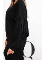 Dámský komplet máslový s třásněmi na rukávech černý Dámský komplet máslový s třásněmi na rukávech černý