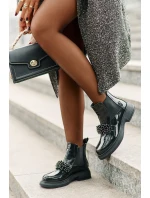 Kožené Lakované Botky S Dekorací Nazouvací Zateplené Černé model 21675534 - EVENTO