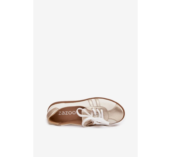 Kožené dámské polobotky typu barefoot Zazoo N1341 bílozlaté