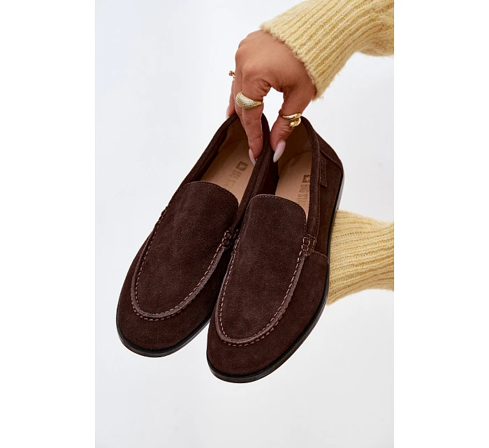 Dámské mokasiny z pravé semišové kůže Big Star TT274208 Čokoládové Dámské mokasiny z pravé semišové kůže Big Star TT274208 Čokoládové