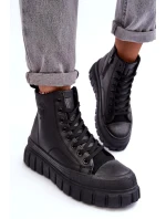 Zateplené kožené tenisky se zipem Big Star MM274625 černé