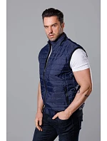 Tmavě modrá pánská prošívaná vesta model 18347895 - J.STYLE