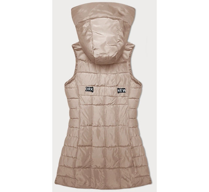 Světle béžová dámská vesta s kapucí S'West (B8226-51)