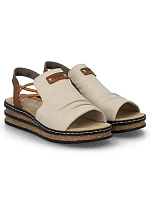 Pohodlné dámské sandály na podpatku béžové barvy Rieker 62962-60