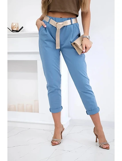 Kalhoty model 22047108 s páskem džínovina - K-Fashion