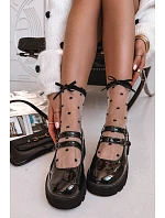 Lakované dámské polobotky na podpatku s pásky Kamira