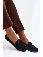 Dámské mokasíny s malým zlatým detailem – černé Sarivelle
