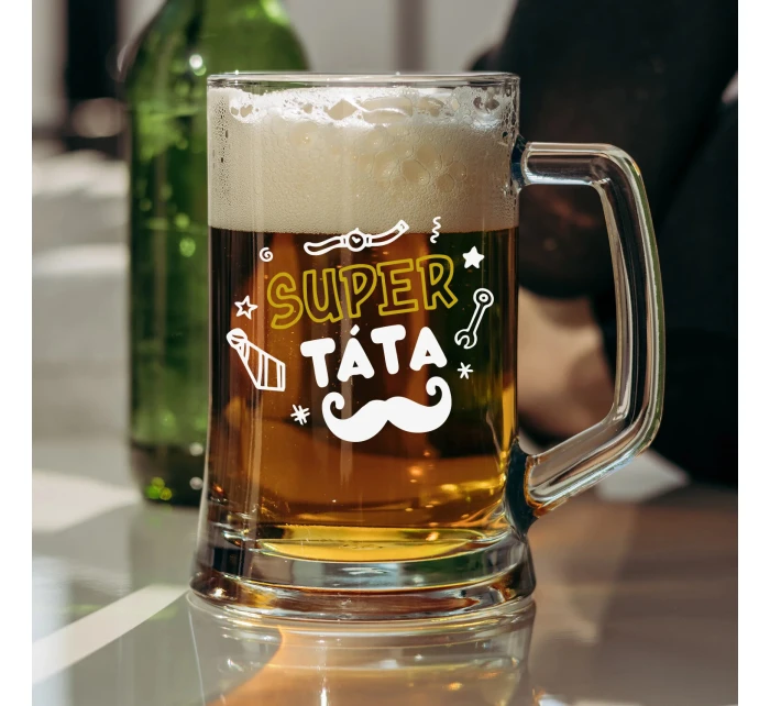 SUPER TÁTA - pivní sklenice 0,5 l