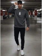 Pánská grafitová mikina s potiskem FashionStreet BX5921