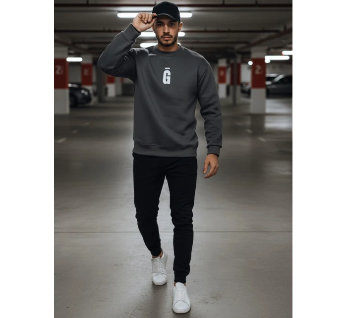 Pánská grafitová mikina s potiskem FashionStreet BX5921