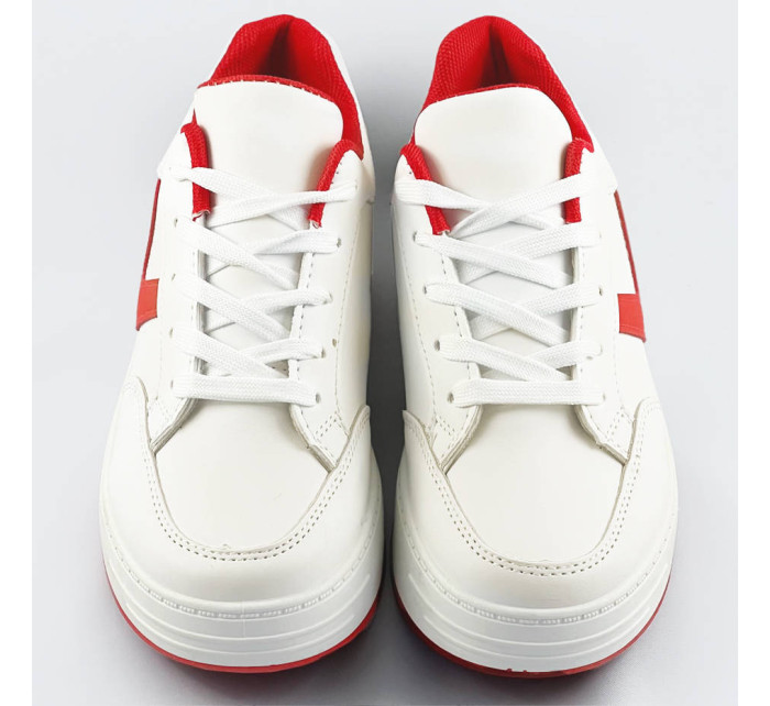 Bílo-červené dámské sportovní šněrovací boty (S070)