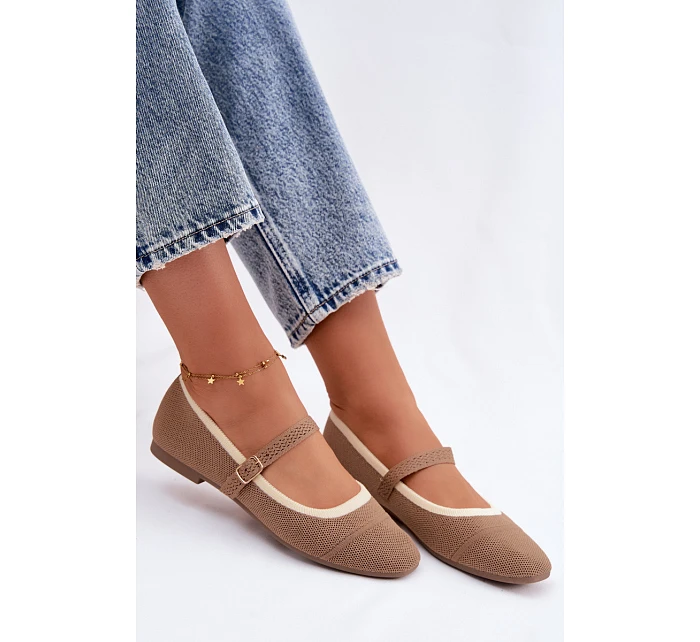 Ploché baleríny z materiálu světle hnědé model 22122467 - Boto