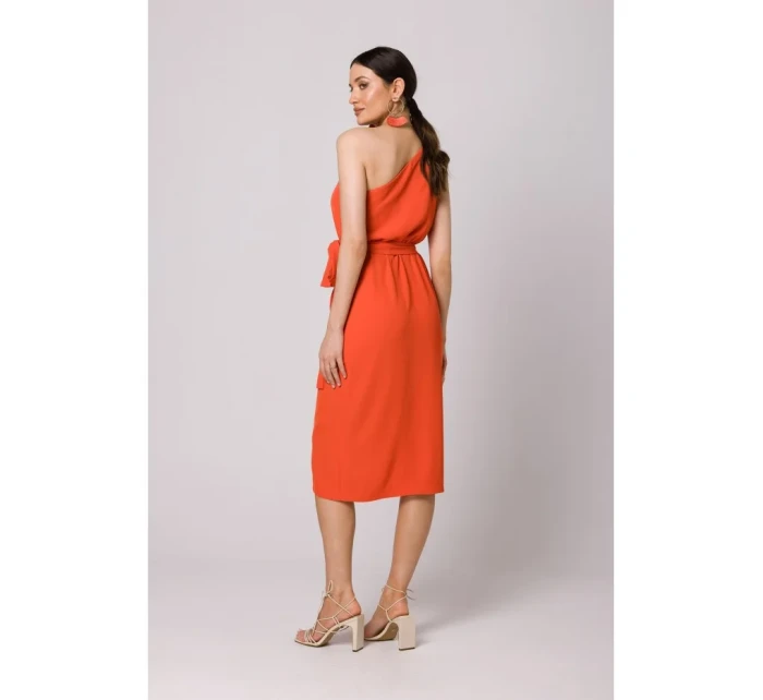 K160 Šaty na jedno rameno - korálové K160 Šaty na jedno rameno - korálové