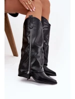 Dámské kotníkové kozačky kovbojky na podpatku Palira – černé, eko kůže Dámské kotníkové kozačky kovbojky na podpatku Palira – černé, eko kůže