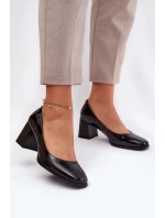 Dámské lodičky na sloupek podpatku 91130 Černá - VINCEZA