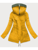 Khaki-žlutá oboustranná pruhovaná bunda s kapucí (W659BIG)