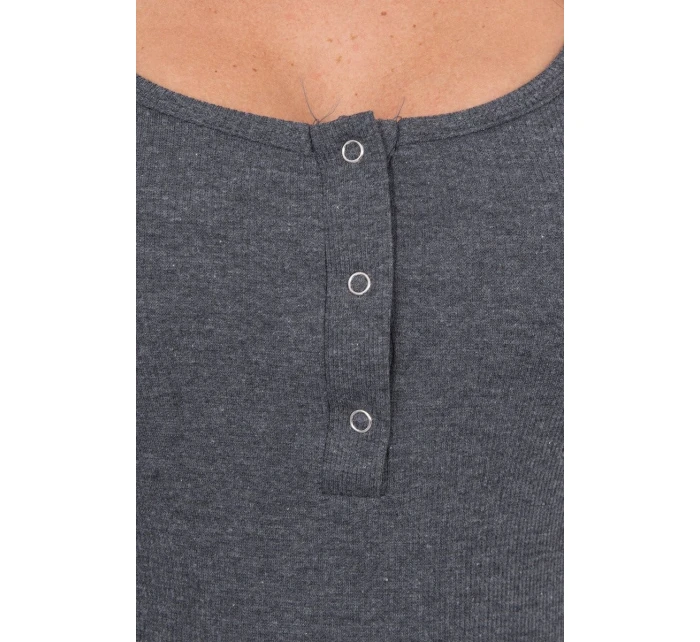 Šaty s knoflíkovým výstřihem v grafitové barvě