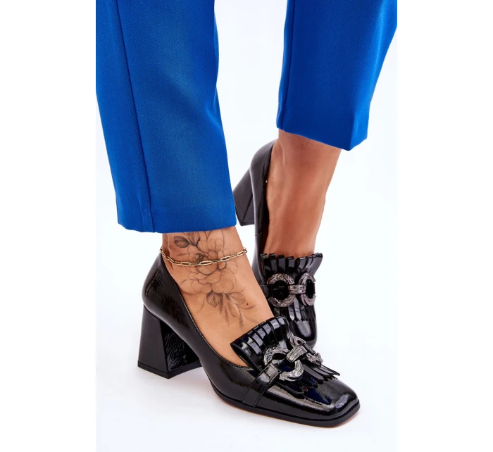 Pohodlné lodičky z lakované kůže černé model 21611385 - S.Barski